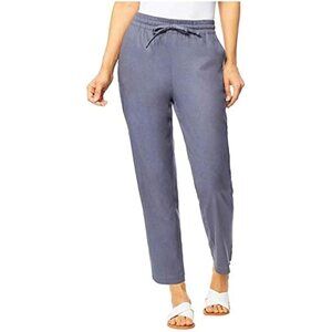 NWT 32 Degrees Cool Stretch Linen Blend Drawstring Ankle Pant Dark Grey L